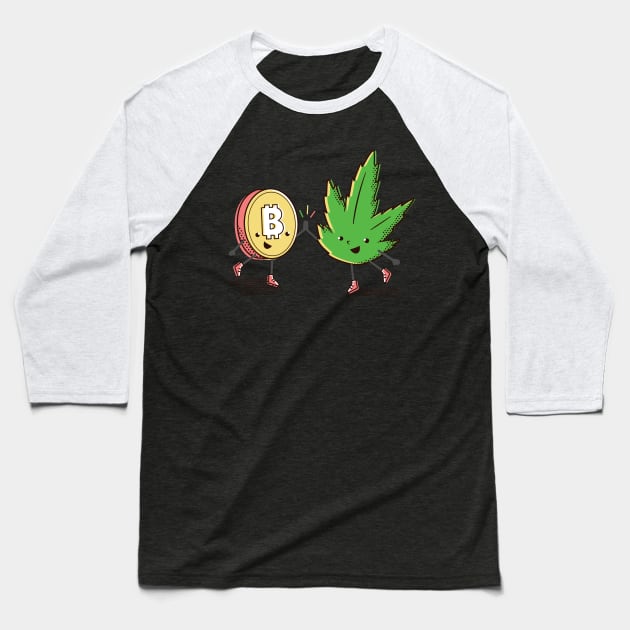 Bitcoin and Cannabis Baseball T-Shirt by Imaginariux
